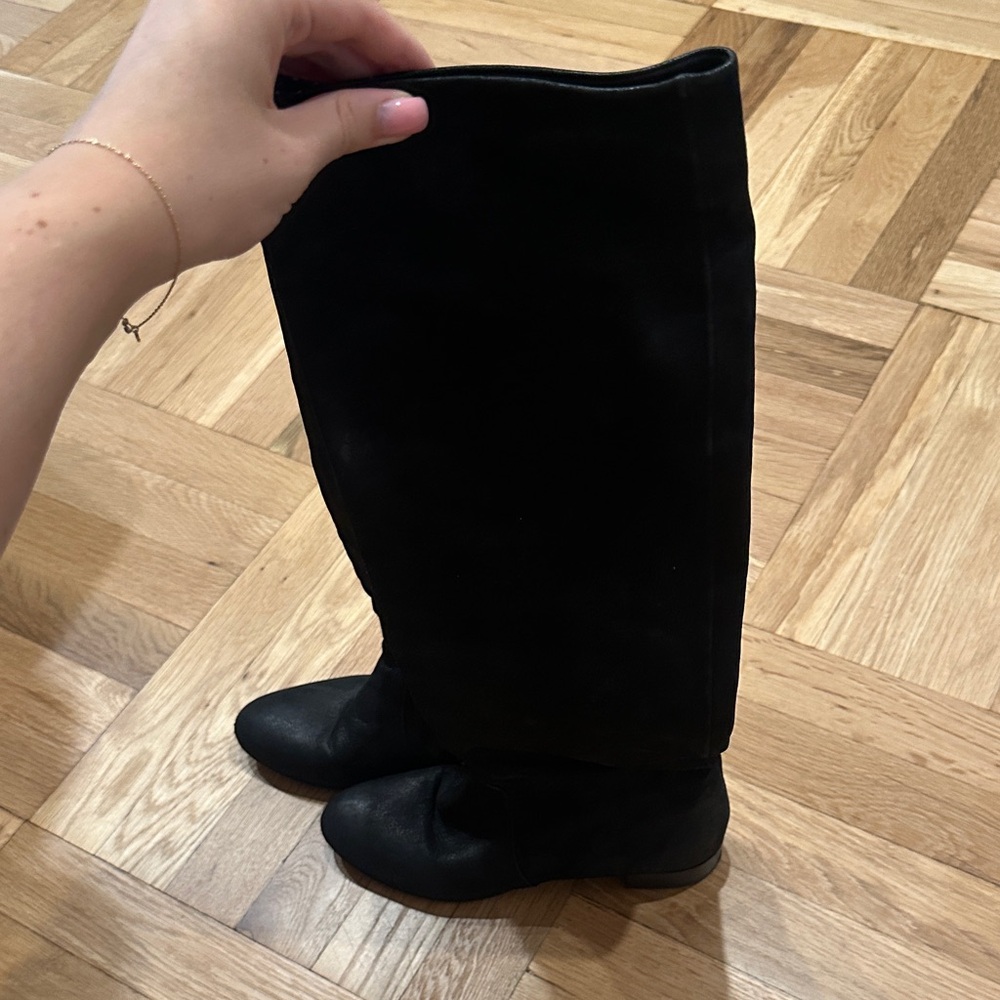 Elegant Black Prada Knee-High Boots